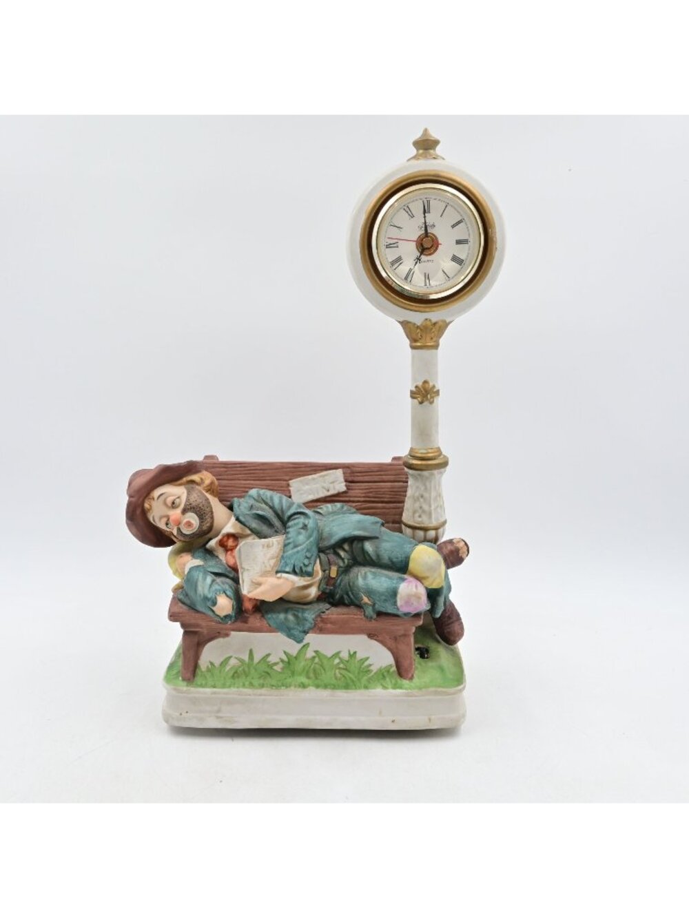 WACO Wall Street Willie Clock Figurine Melody In Motion Hobo Clown Damaged